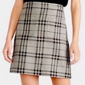 J. Crew Black and Gray Plaid Mini Skirt A Line
